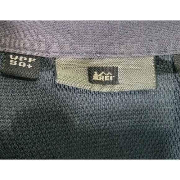 REI Men's Large Polo Shirt 1/4 Button Snap Black Long Sleeve Collared Casual UPF - Picture 8 of 11